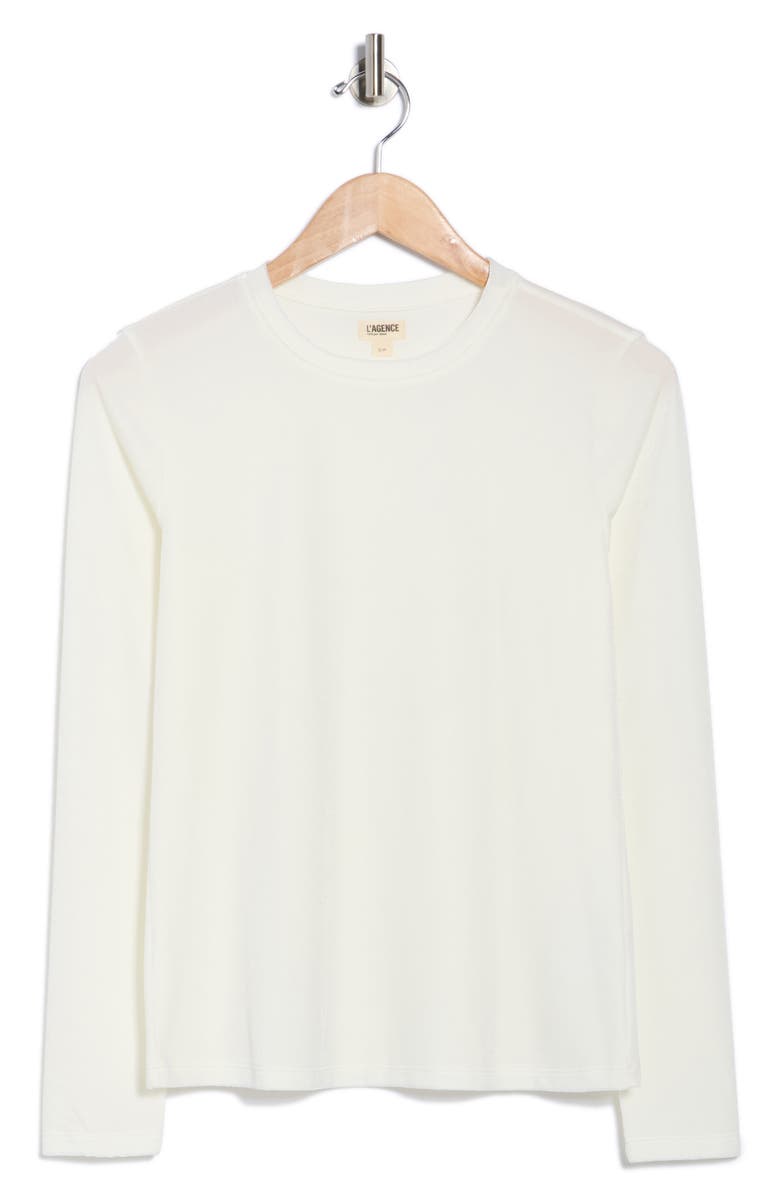 L'AGENCE Tess Long Sleeve Crewneck T-Shirt, Alternate, color, Ivory