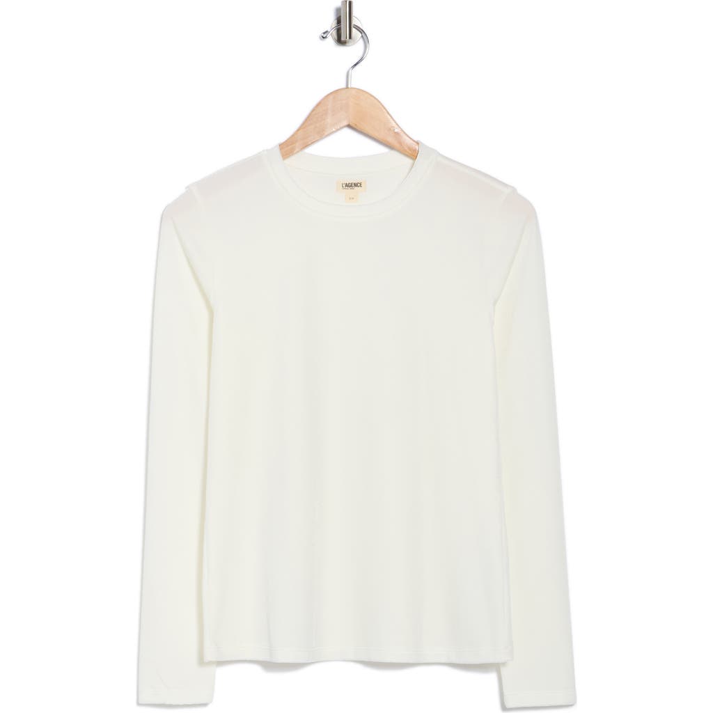 L'agence Tess Long Sleeve Crewneck T-shirt In White