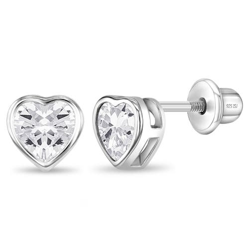 In Season Jewelry Bezel Cubic Zirconia Heart Earrings in Silver at Nordstrom
