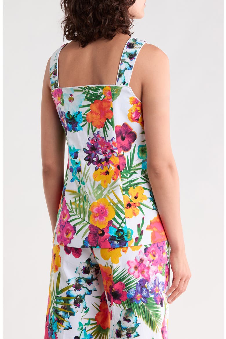 Tropical Floral Button Vest, Alternate, color, HIBISCUS WHITE