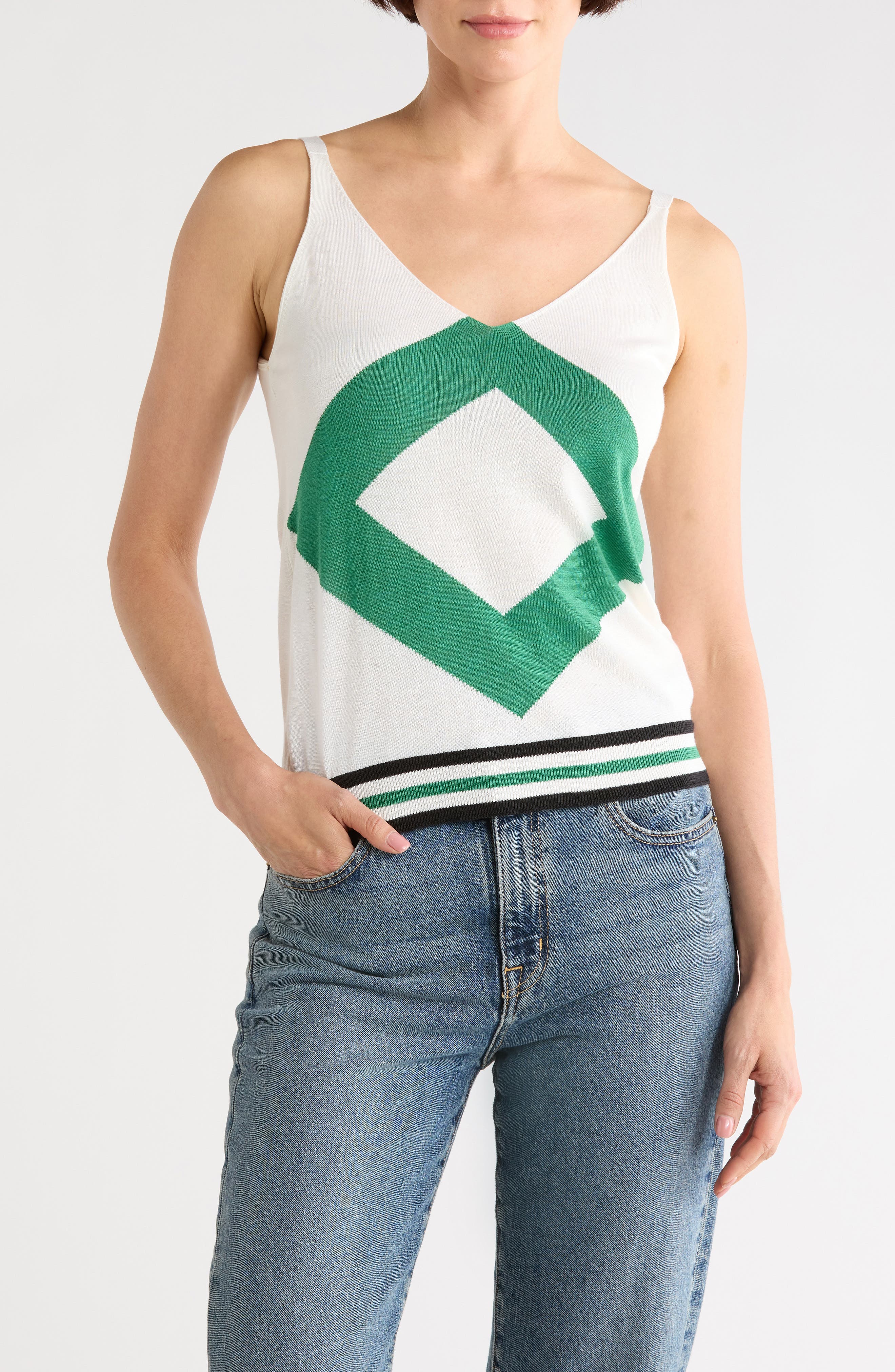 Longchamp V-Neck Silk Blend Tank