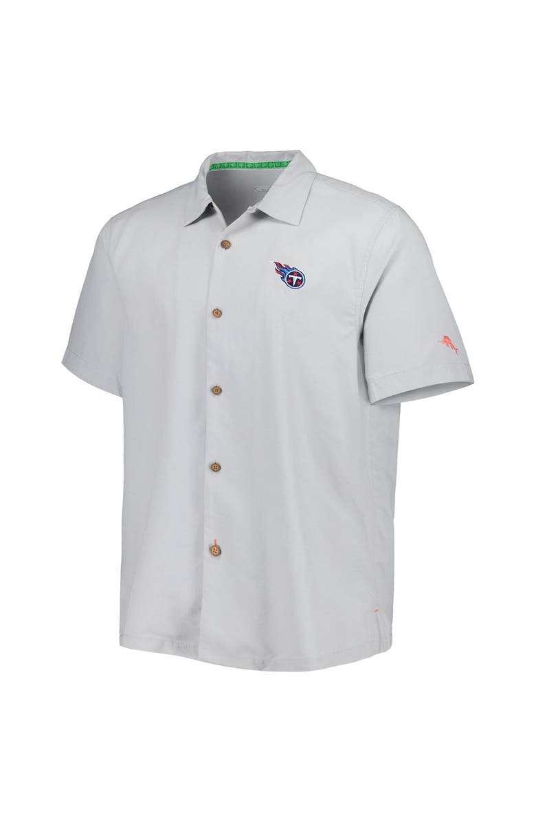 Tommy Bahama Men's Tommy Bahama Gray Tennessee Titans Coconut Point Frondly Fan Camp IslandZone Button-Up Shirt, Alternate, color, 