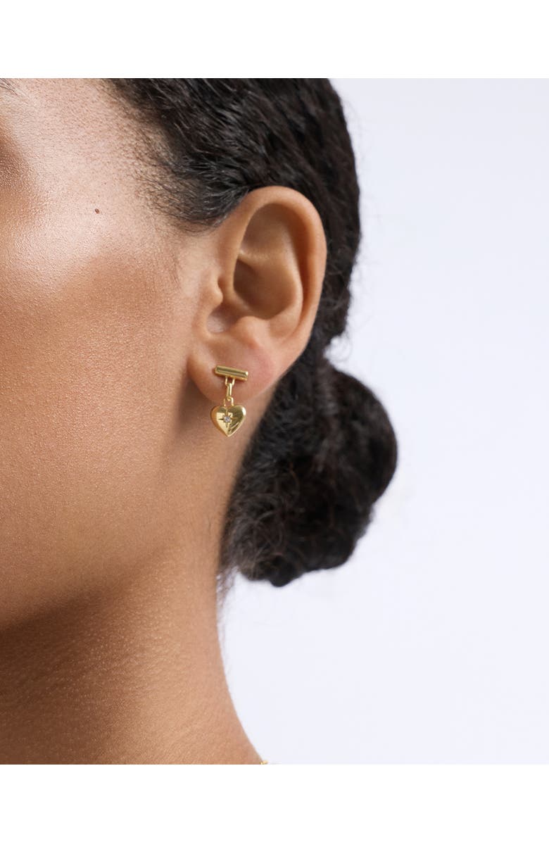 Astley Clarke Gold Biography Heart Stud Drop Earrings, Alternate, color, Gold