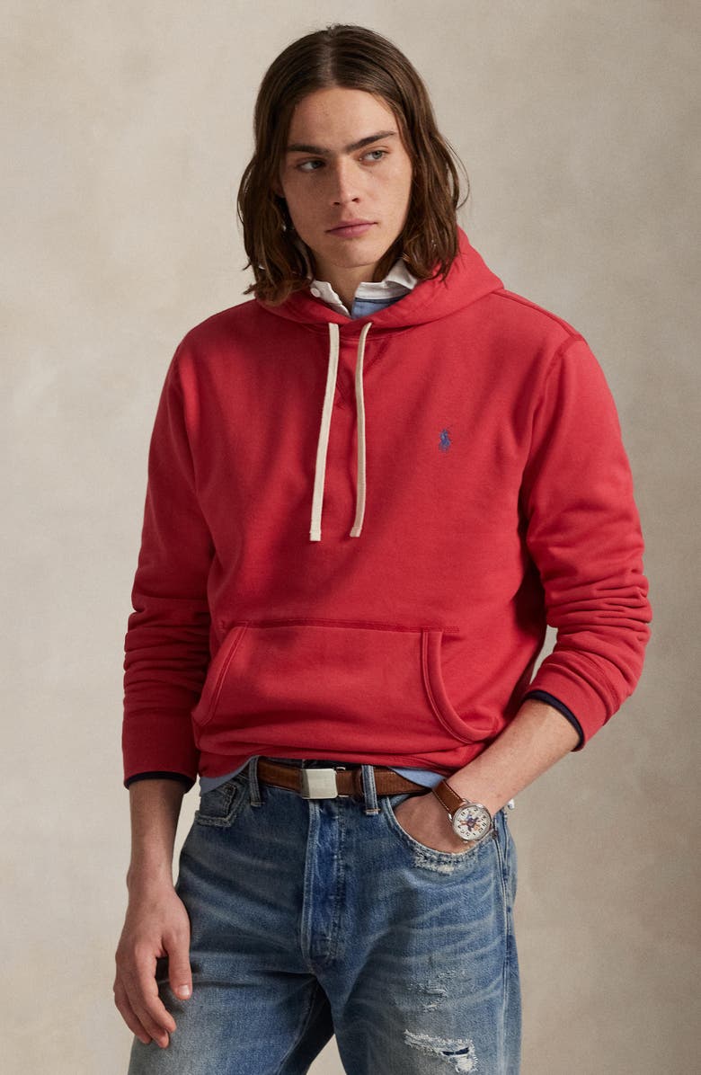 Polo Ralph Lauren Cotton Blend Fleece Hoodie, Alternate, color, Sunrise Red