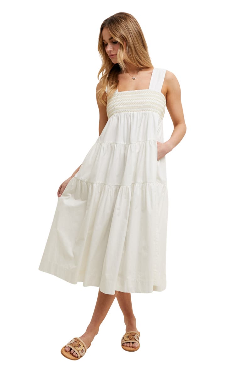 Tiered Maxi Dress, Alternate, color, WHITE/ TAUPE