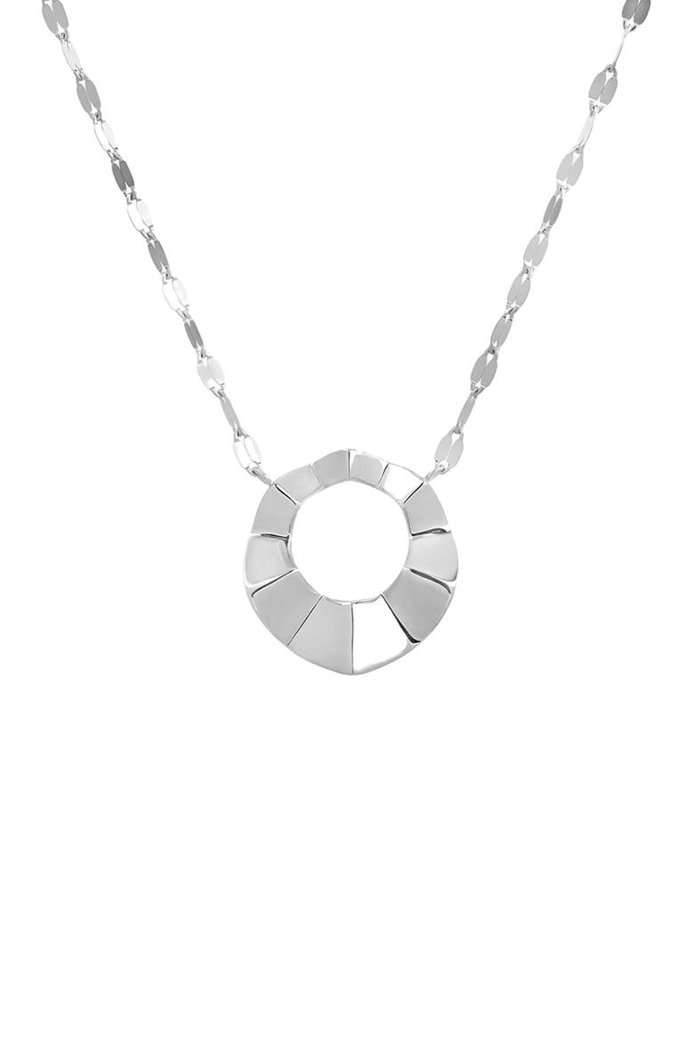 14K Gold Geometric Crinkle Pendant Necklace, Main, color, WHITE GOLD