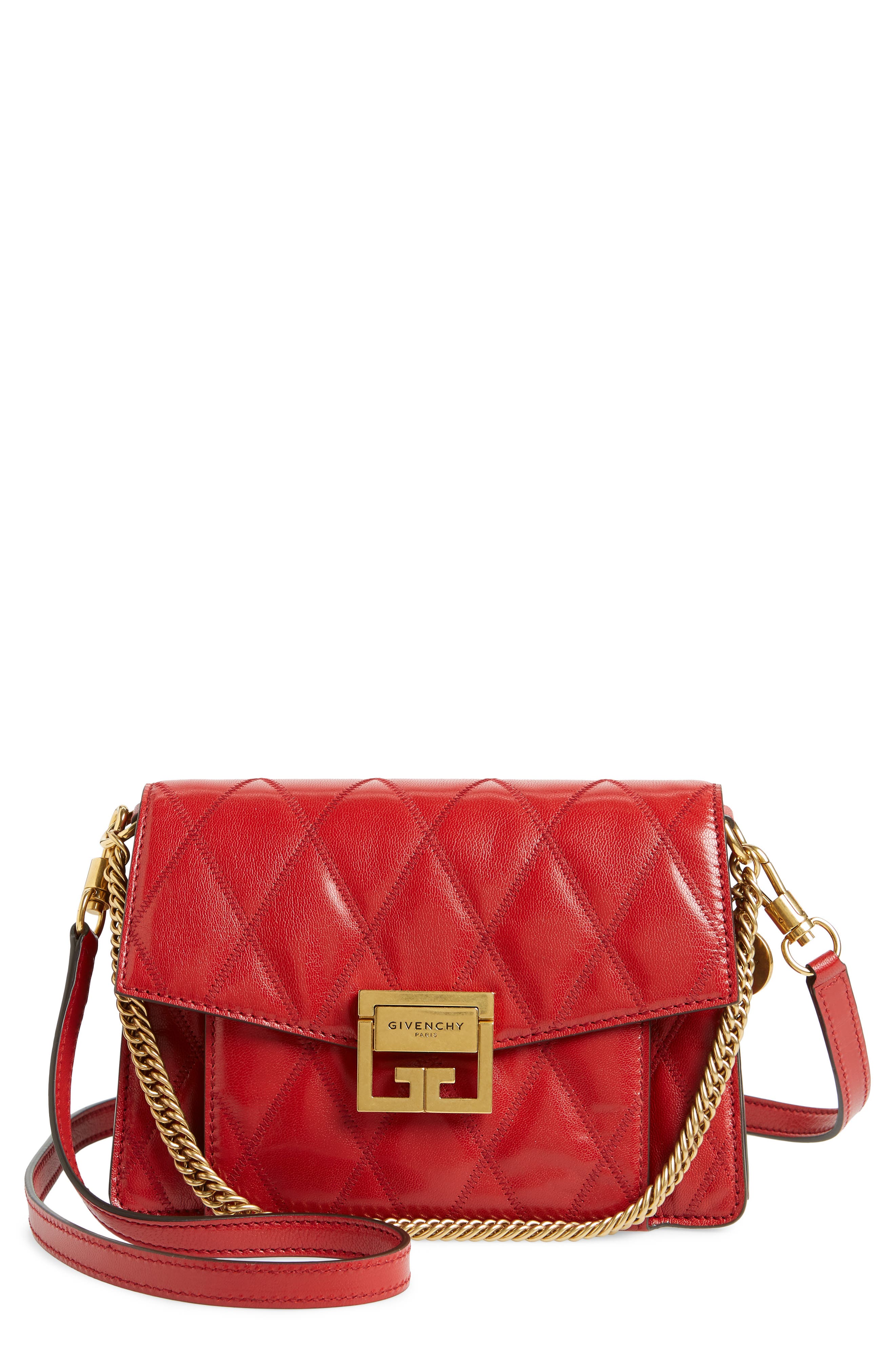 Givenchy Small GV3 Diamond Quilted Leather Crossbody Bag, Main, color, 