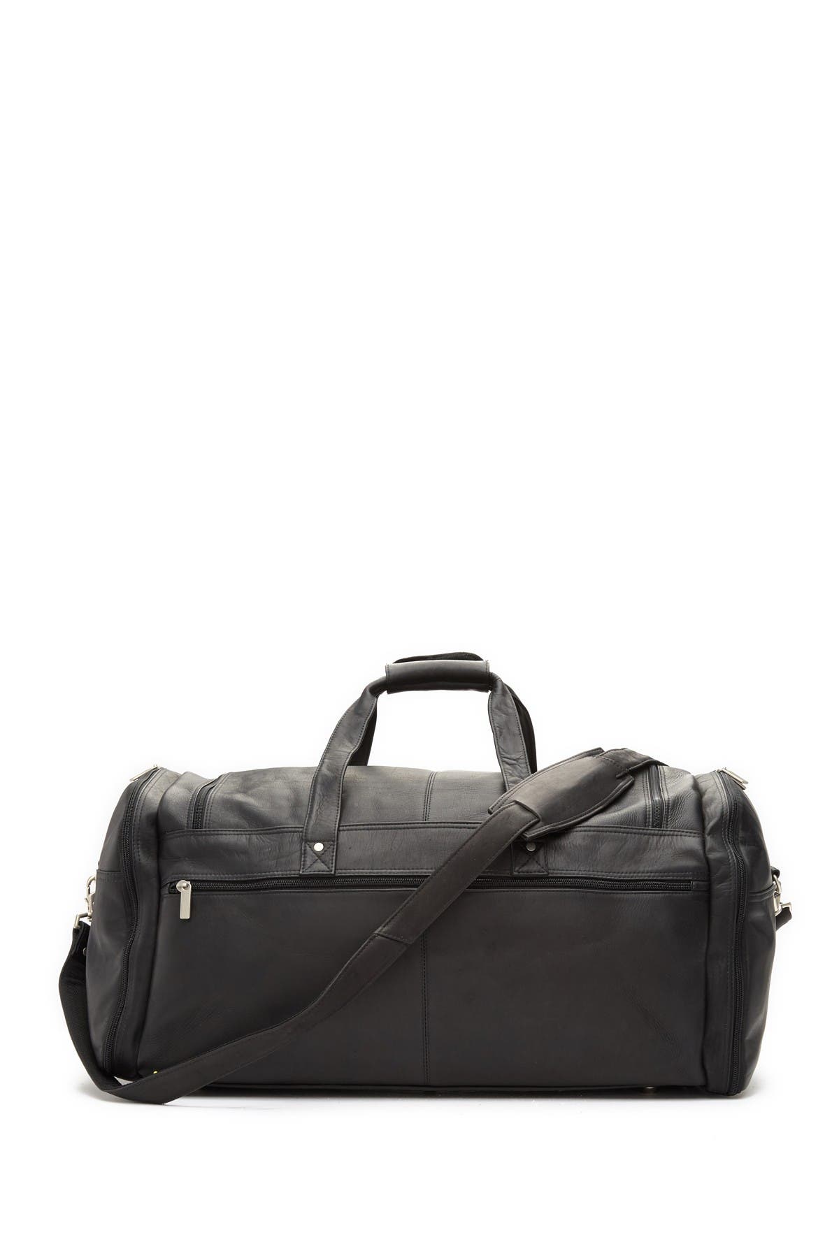 DAVID KING AND CO Extra Large Multi Pocket Leather Duffle Bag, Alternate, color, Black