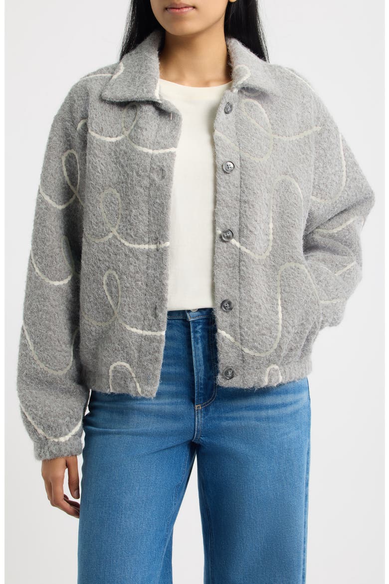 Squiggle Bomber Jacket, Main, color, GREY