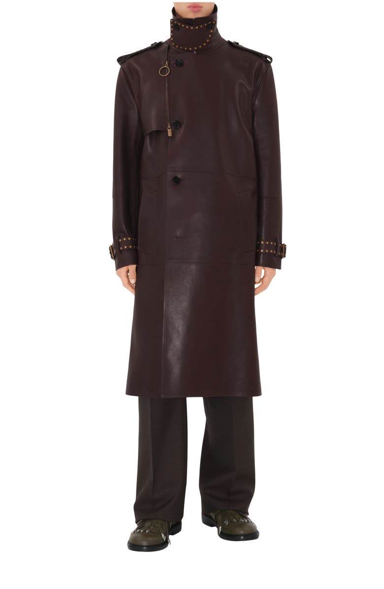 Burberry Long Leather Trench Coat, Main, color, 