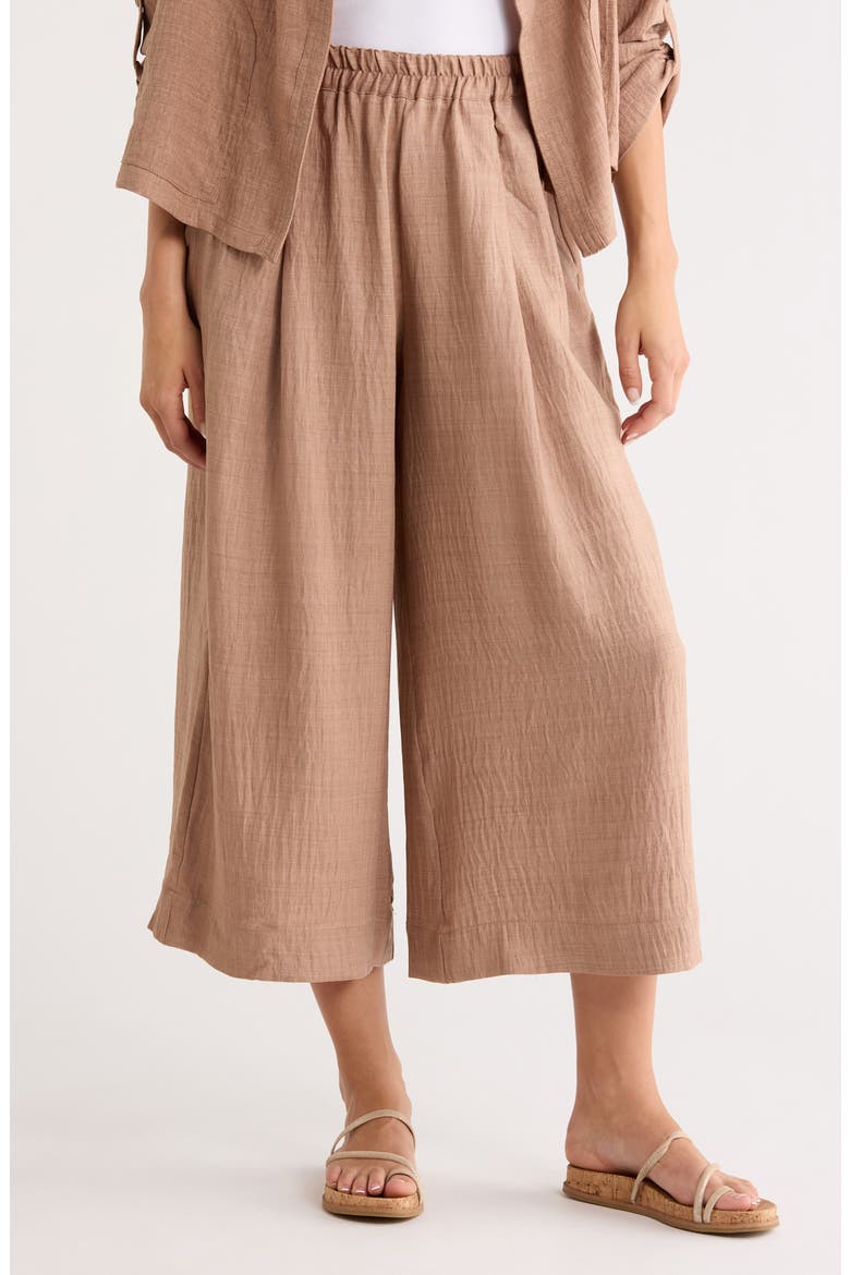 Woven Gaucho Pants, Main, color, HEATHER MUSHROOM
