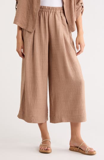 MAX STUDIO Woven Gaucho Pants in Heather Mushroom at Nordstrom Rack, Size Large