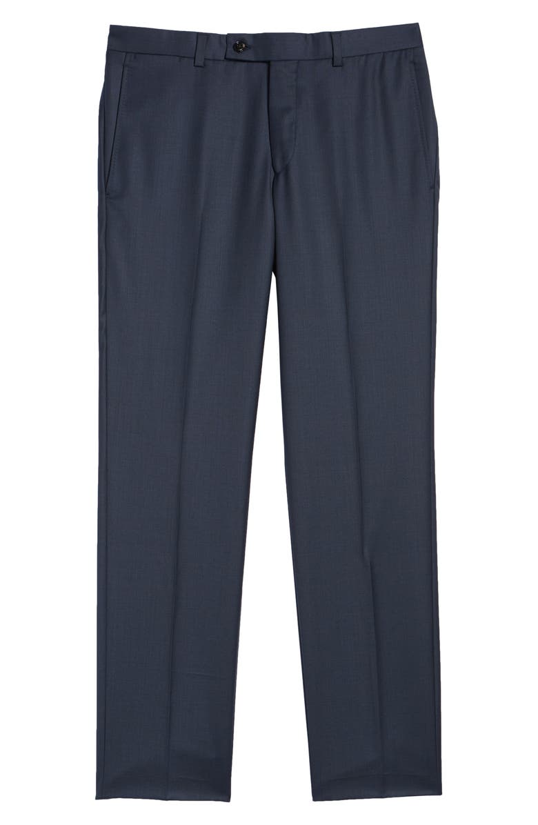 Ted Baker London Jefferson Flat Front Wool Dress Pants, Alternate, color, Navy