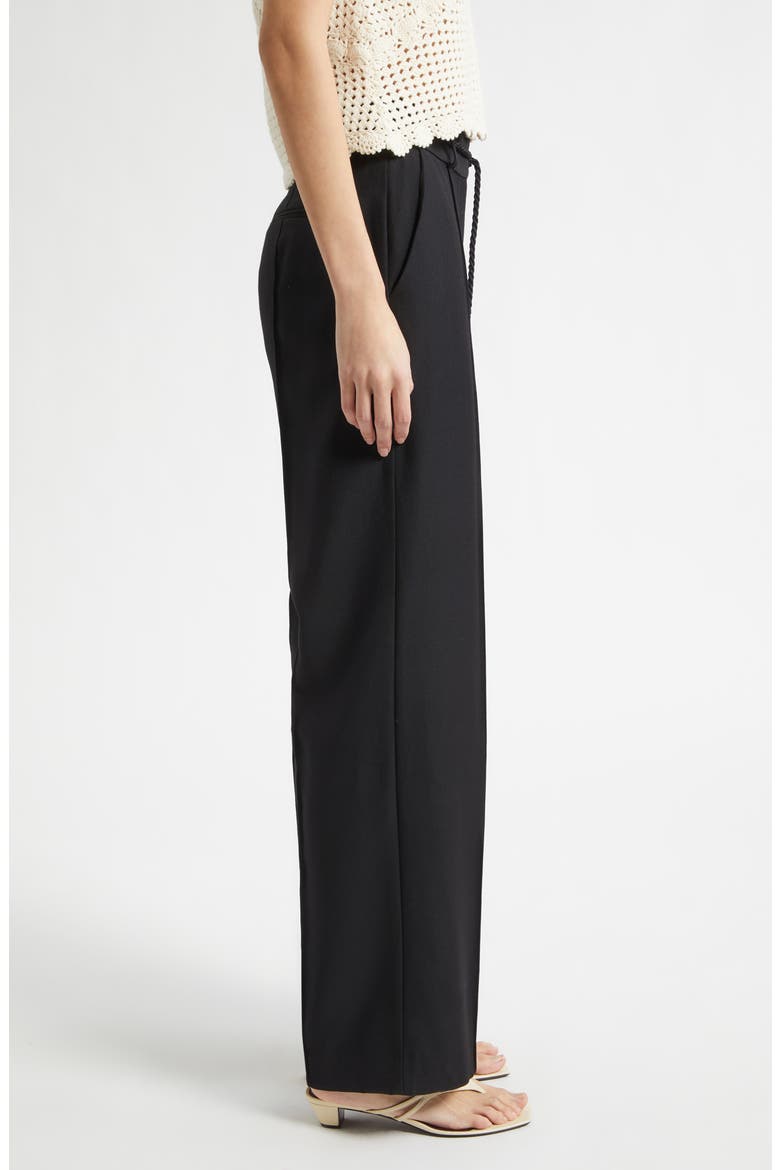 Elspeth Pleat Front Wool Pants, Alternate, color, BLACK
