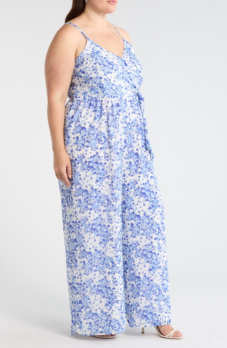 SUGARLIPS Camellia Floral Jumpsuit, Alternate, color, White-Blue-Multi
