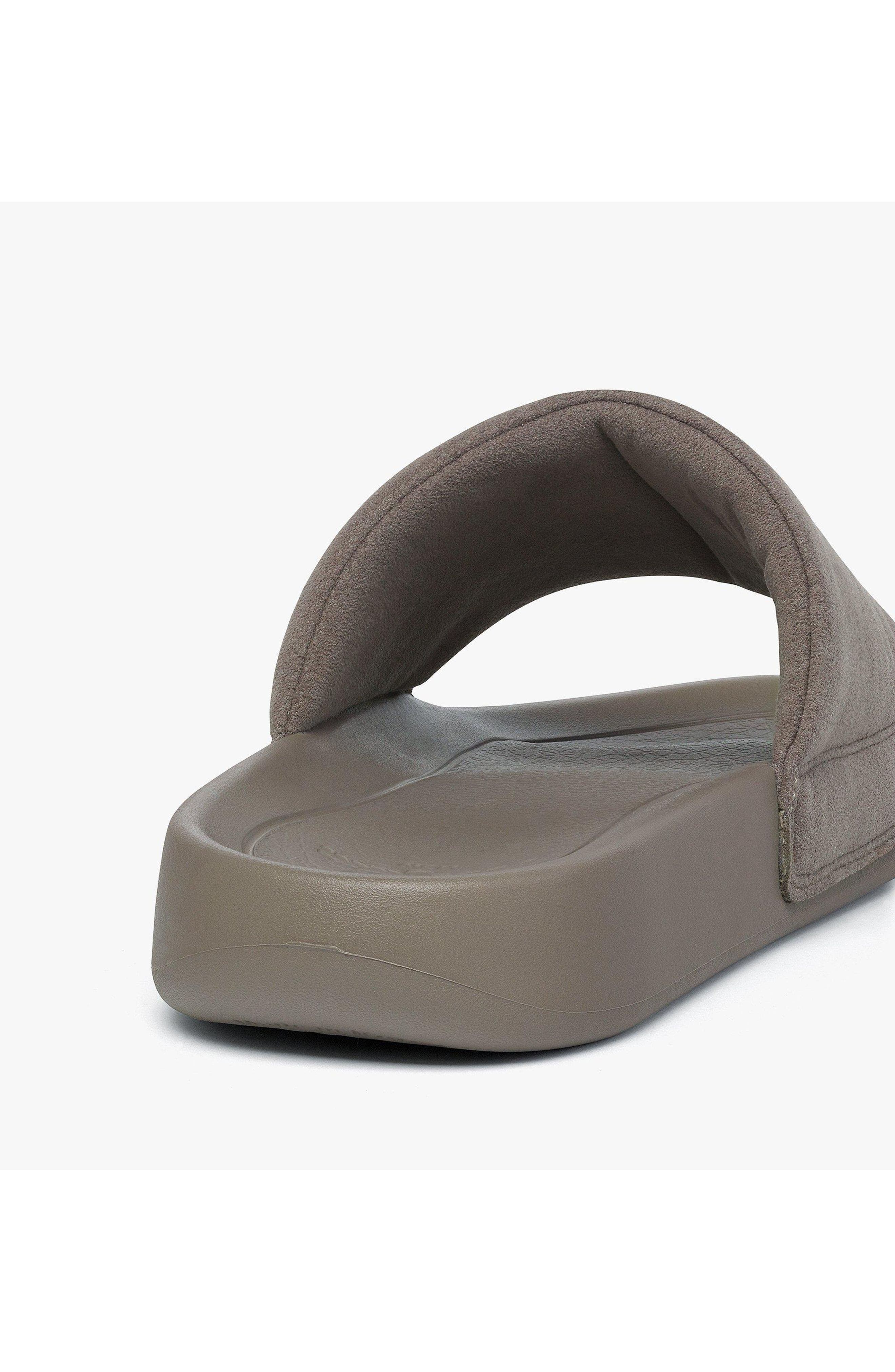 x We The Best Ultrasuede Slides, Alternate, color, Taupe Grey