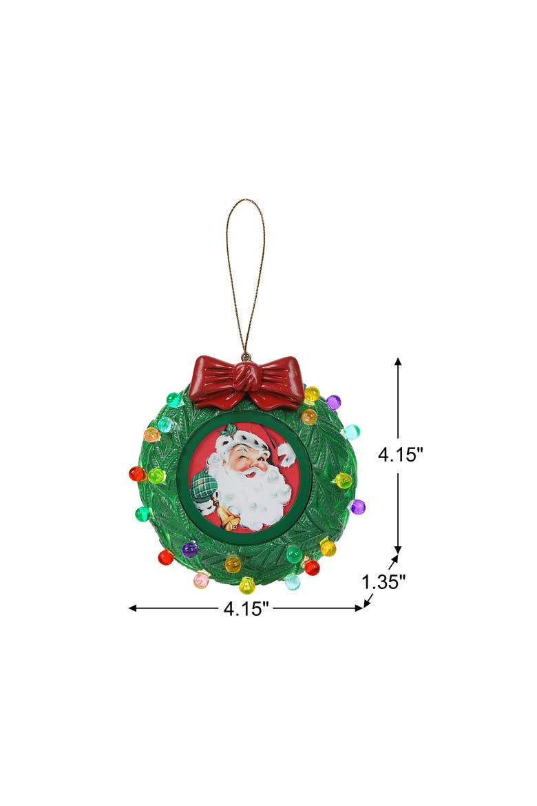 3 in. Green Wreath Picture Frame Recordable Ornament, Alternate, color, Multicolor