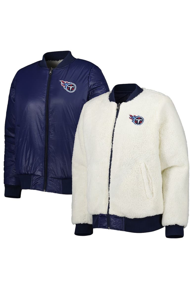 Women's G-III 4Her by Carl Banks Oatmeal/Navy Tennessee Titans Switchback Reversible Full-Zip Jacket, Main, color, Oatmeal