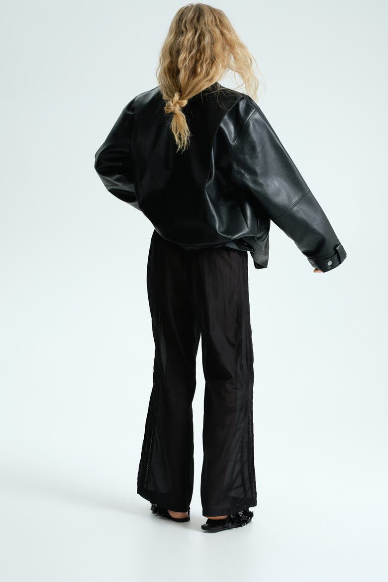 Lace-trimmed Pyjama Bottoms, Alternate, color, Black