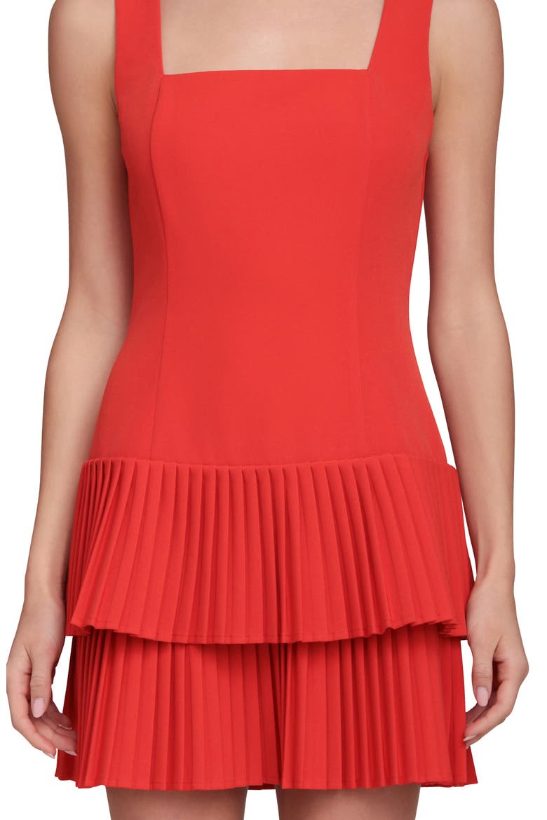 Pleat Double Ruffle Minidress, Alternate, color, RED