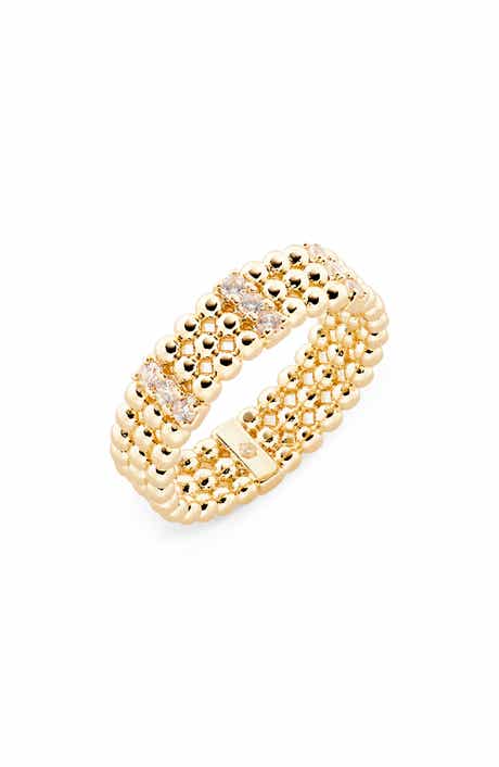 Covet Crystal Bead Textured Band Ring