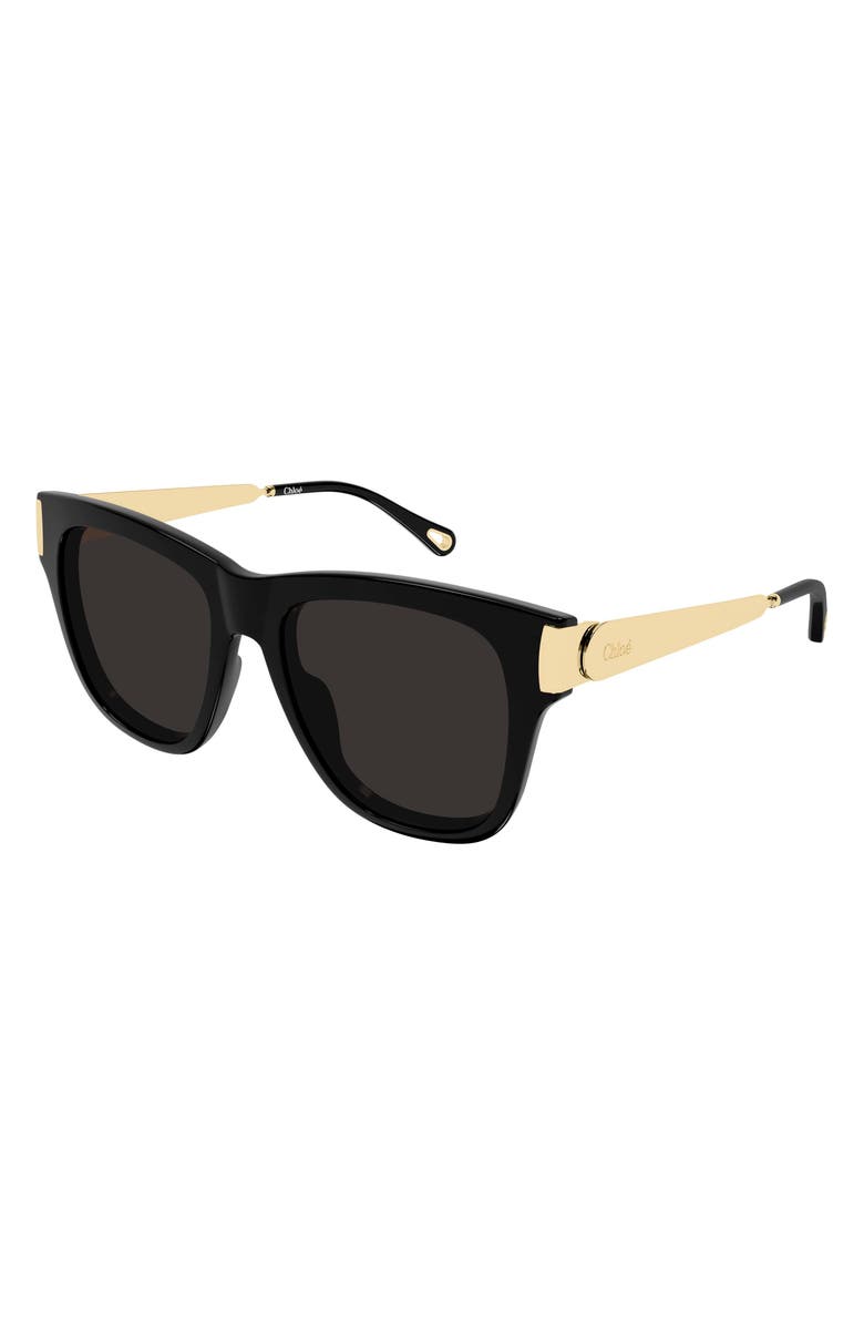 Chloé 53mm Cat Eye Sunglasses, Alternate, color, Black