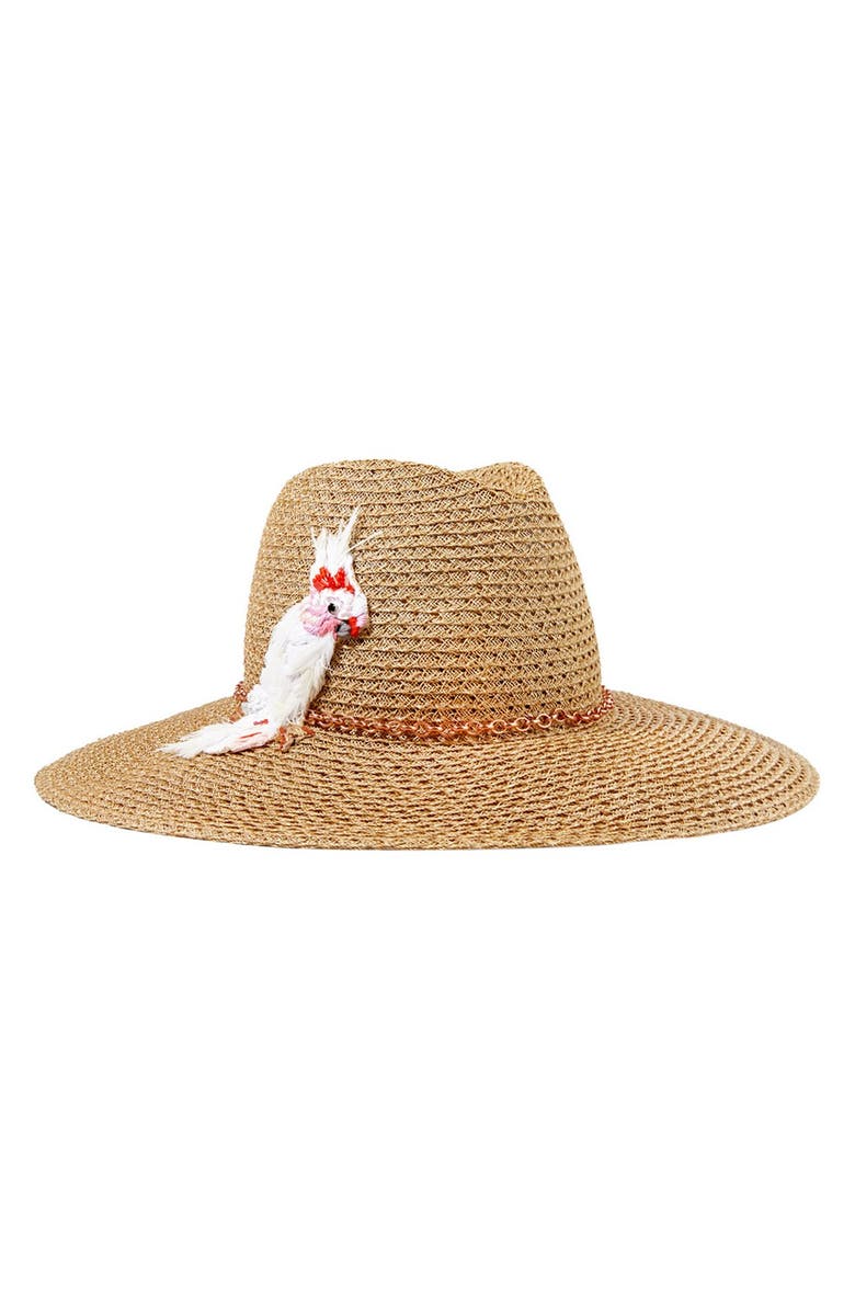 Eugenia Kim 'Emmanuelle' Cockatoo Ornament Straw Hat, Alternate, color, 