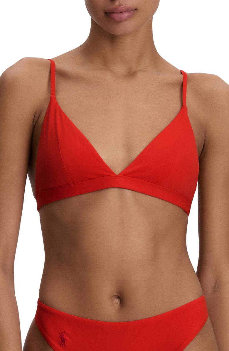 Polo Ralph Lauren Triangle Bikini Top, Main, color, Bright Poppy