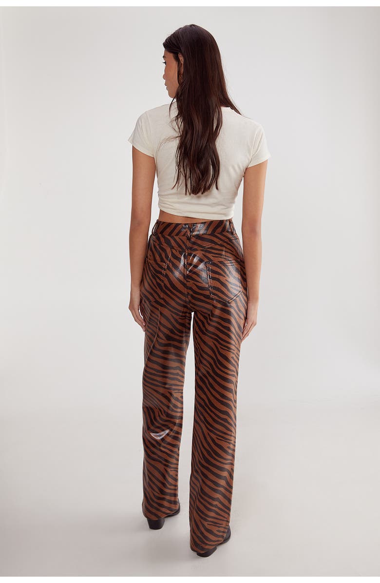 NASTY GAL Zebra Straight Leg Pant, Alternate, color, Neutral
