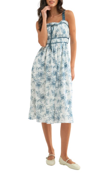 Floral Ruched Midi Dress