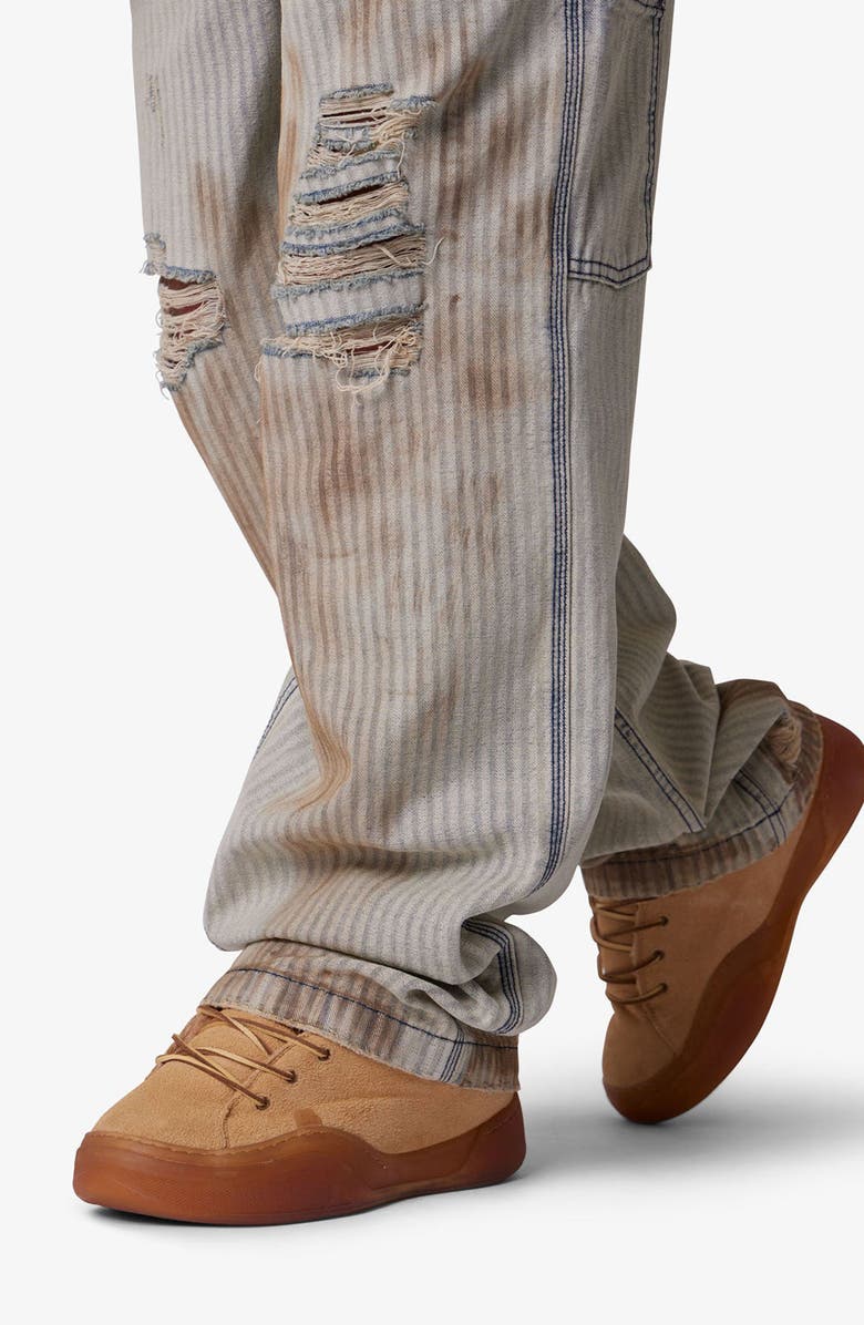 mnml Ultra Baggy Ripped Railroad Stripe Carpenter Jeans, Alternate, color, Multi