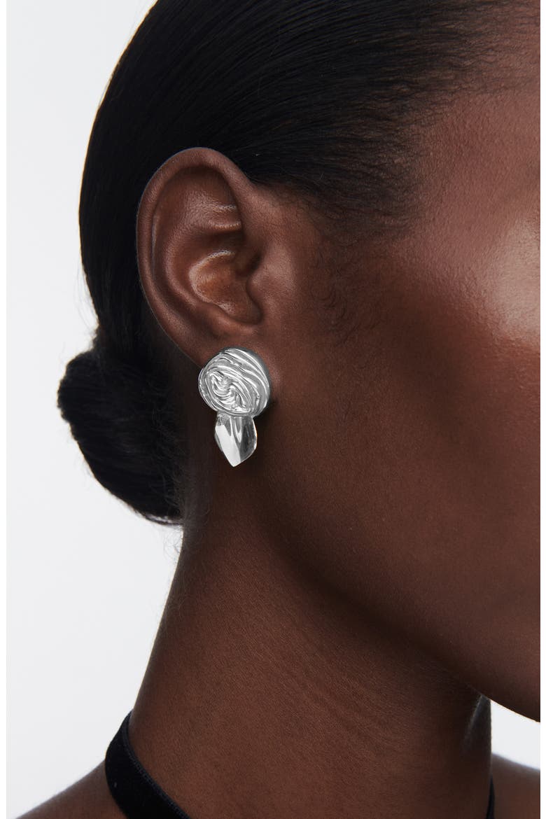 Mini Rosette Stud Earrings, Alternate, color, SILVER