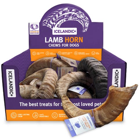 7 Inch Lamb Horn Dog Chews 12 Pack