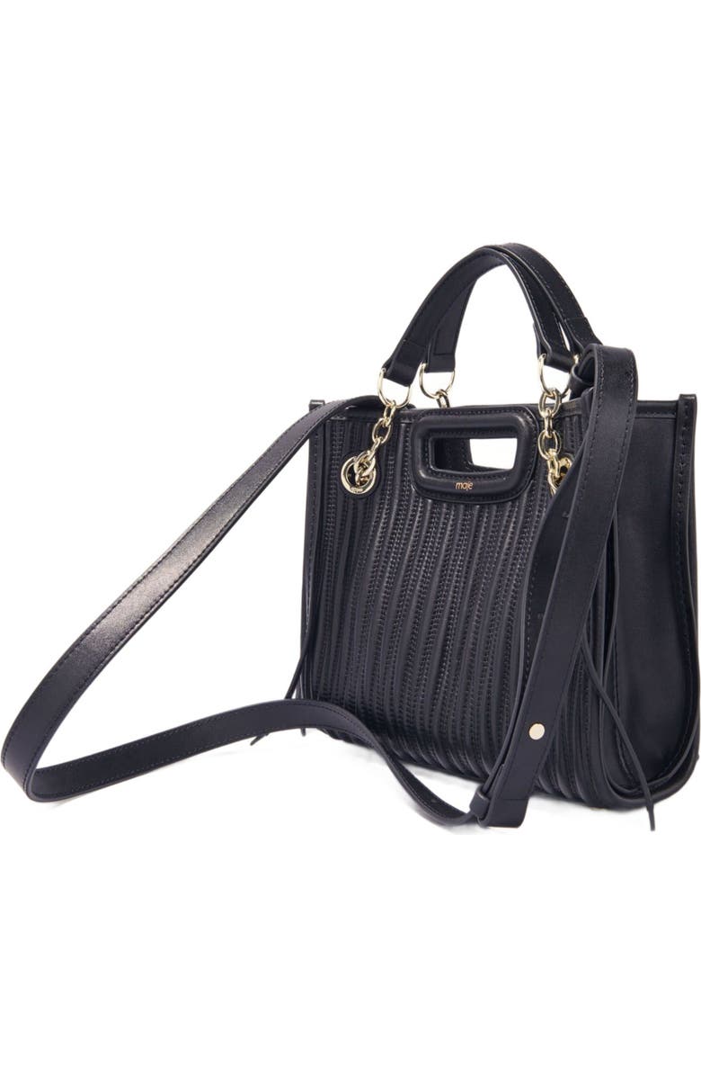 maje Mini quilted leather tote bag, Alternate, color, Black