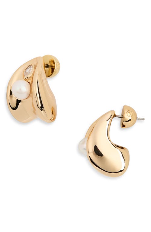 Ettika Hera Freshwater Pearl Huggie Earrings In Gold