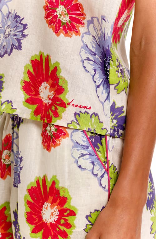 The Lazy Poet Amelie Floral Linen Pajamas In White