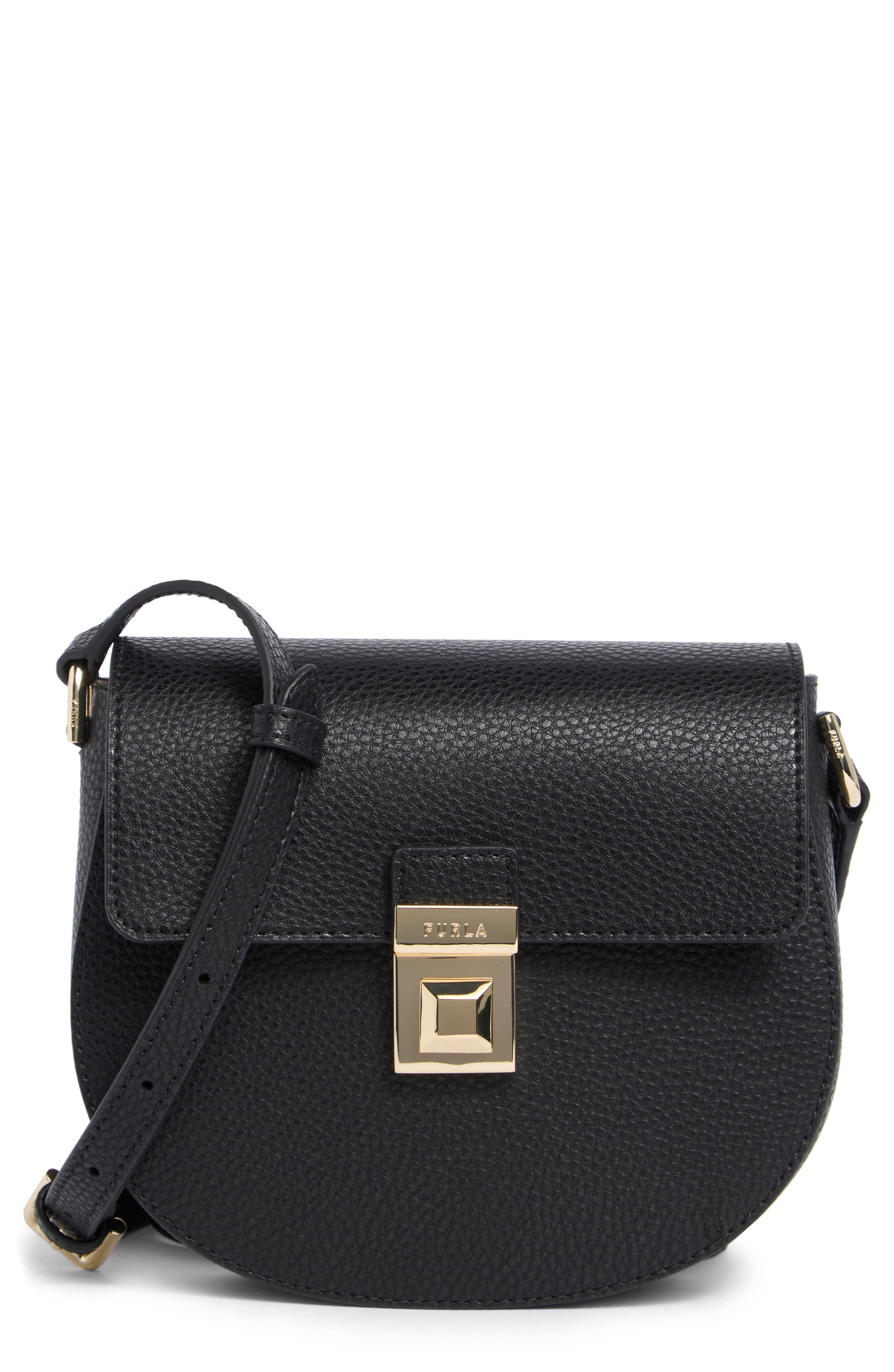 Furla Mini Glenn Leather Crossbody Bag, Main, color, Nero