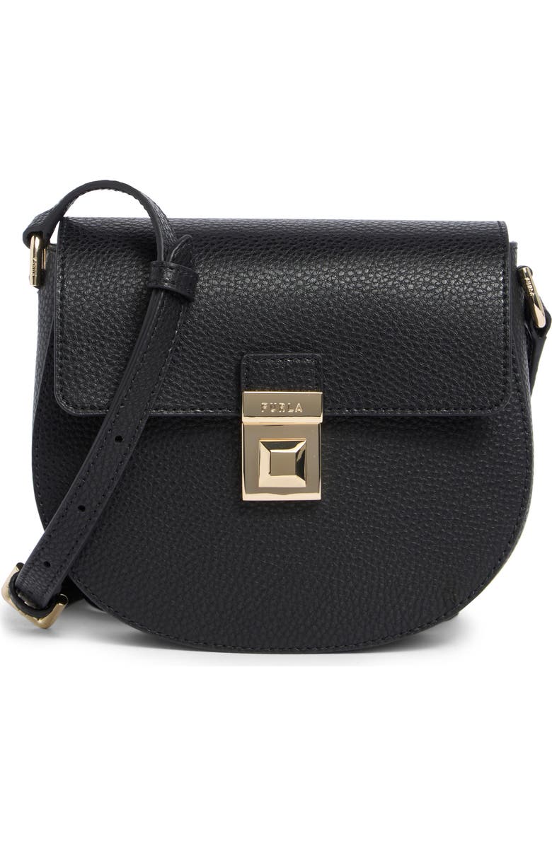 Furla Mini Glenn Leather Crossbody Bag, Main, color, Nero