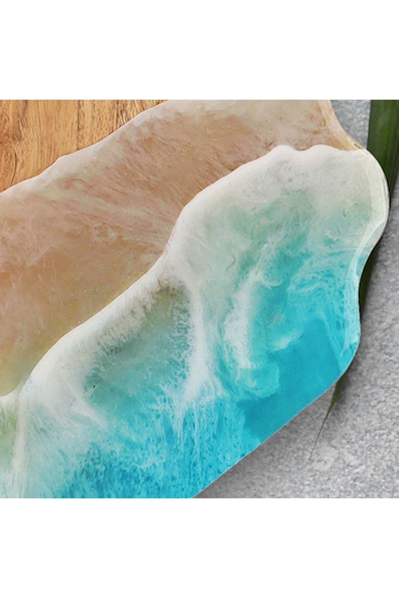 Scallop Wave Coastal Wood Novelty Animal Shaped Serving Platter 13", Alternate, color, Blue