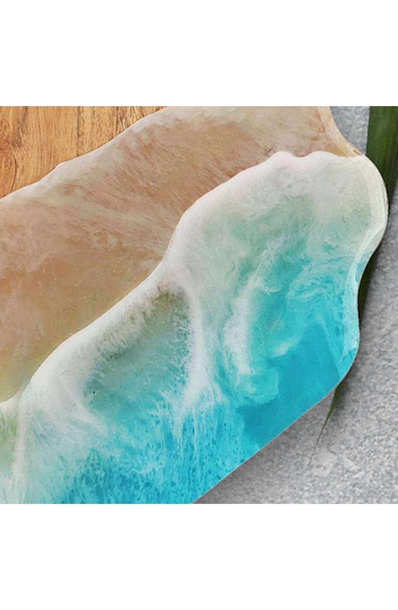 Gallerie II Scallop Wave Coastal Wood Novelty Animal Shaped Serving Platter 13", Alternate, color, Blue