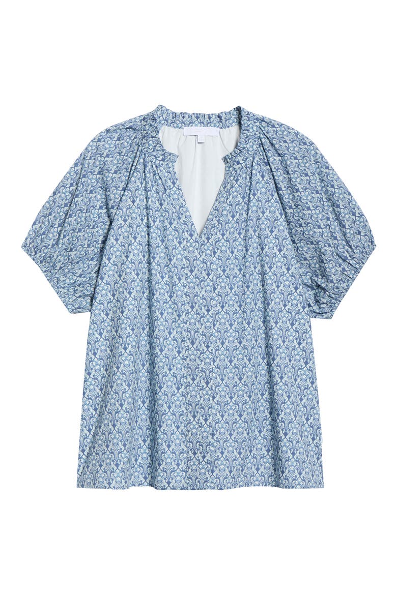 Lena Floral Puff Sleeve Top, Alternate, color, BLUE-WHITE