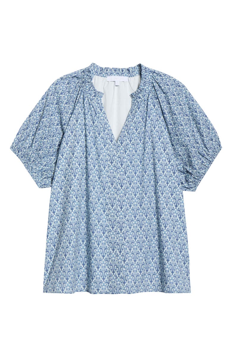 SUGARLIPS Lena Floral Puff Sleeve Top, Alternate, color, Blue-White
