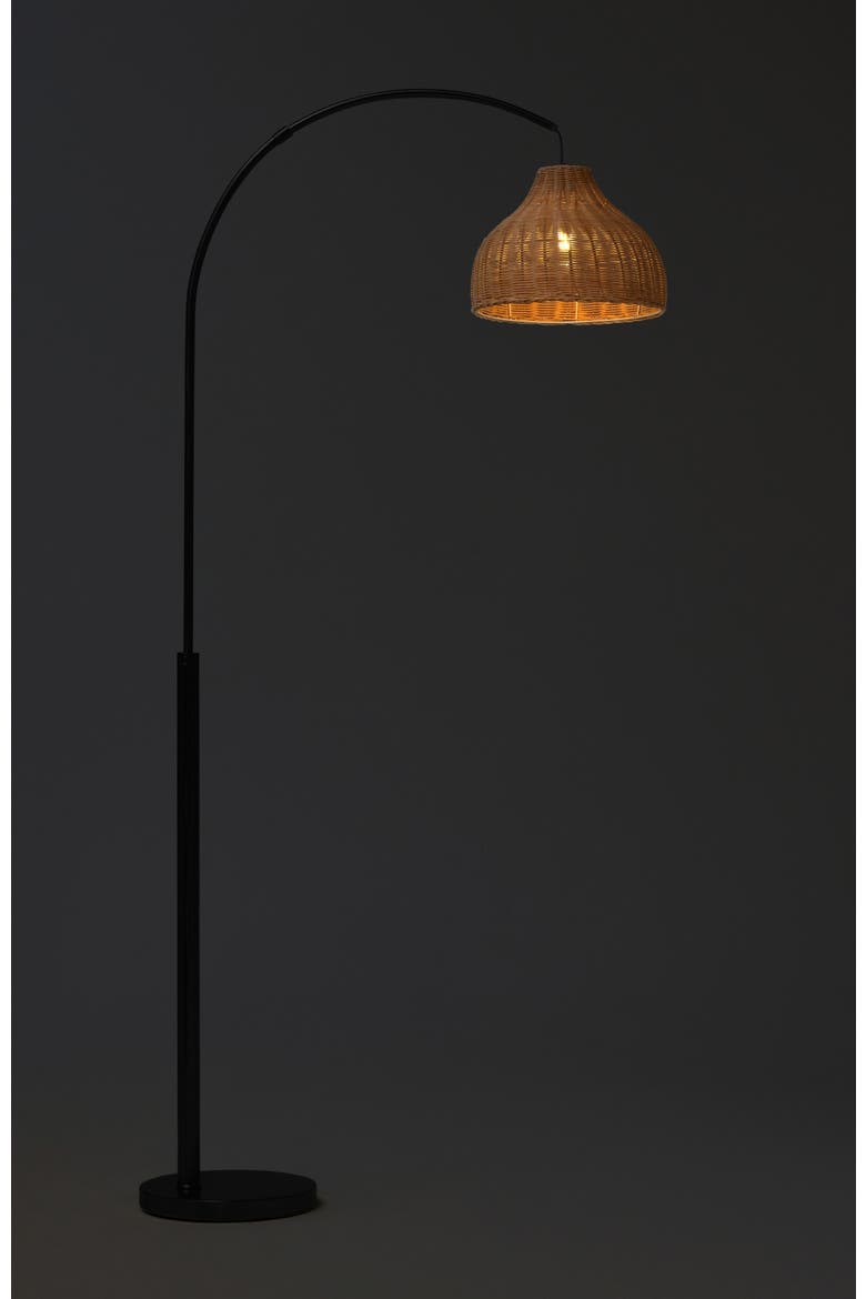 Lark 75" Boho Wicker LED Floor Lamp with Rattan Empire Shade, Bulb Included, Alternate, color, Classic Black