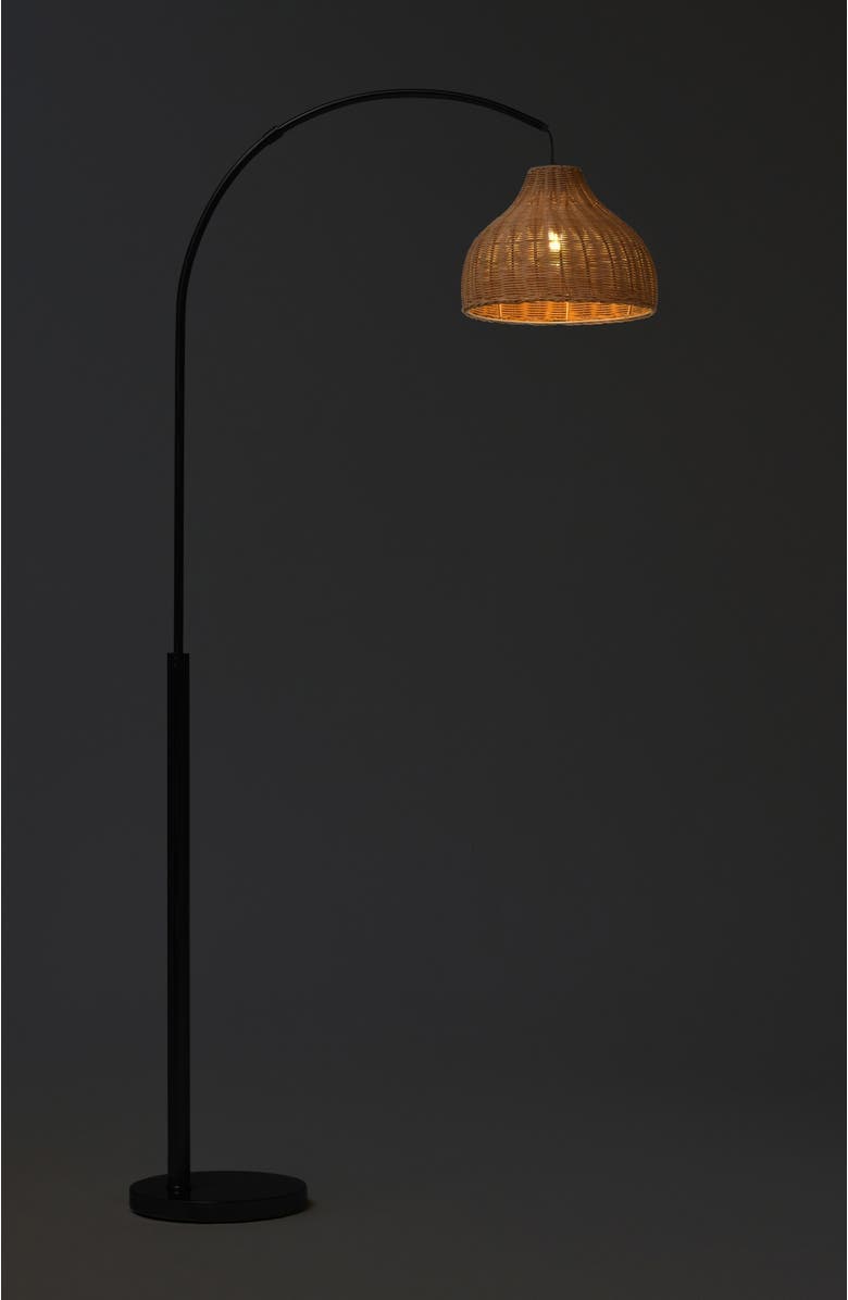 Brightech Lark 75" Boho Wicker LED Floor Lamp with Rattan Empire Shade, Bulb Included, Alternate, color, Classic Black