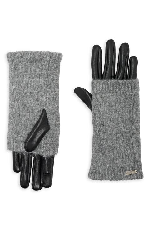Faux Leather Trim Gloves