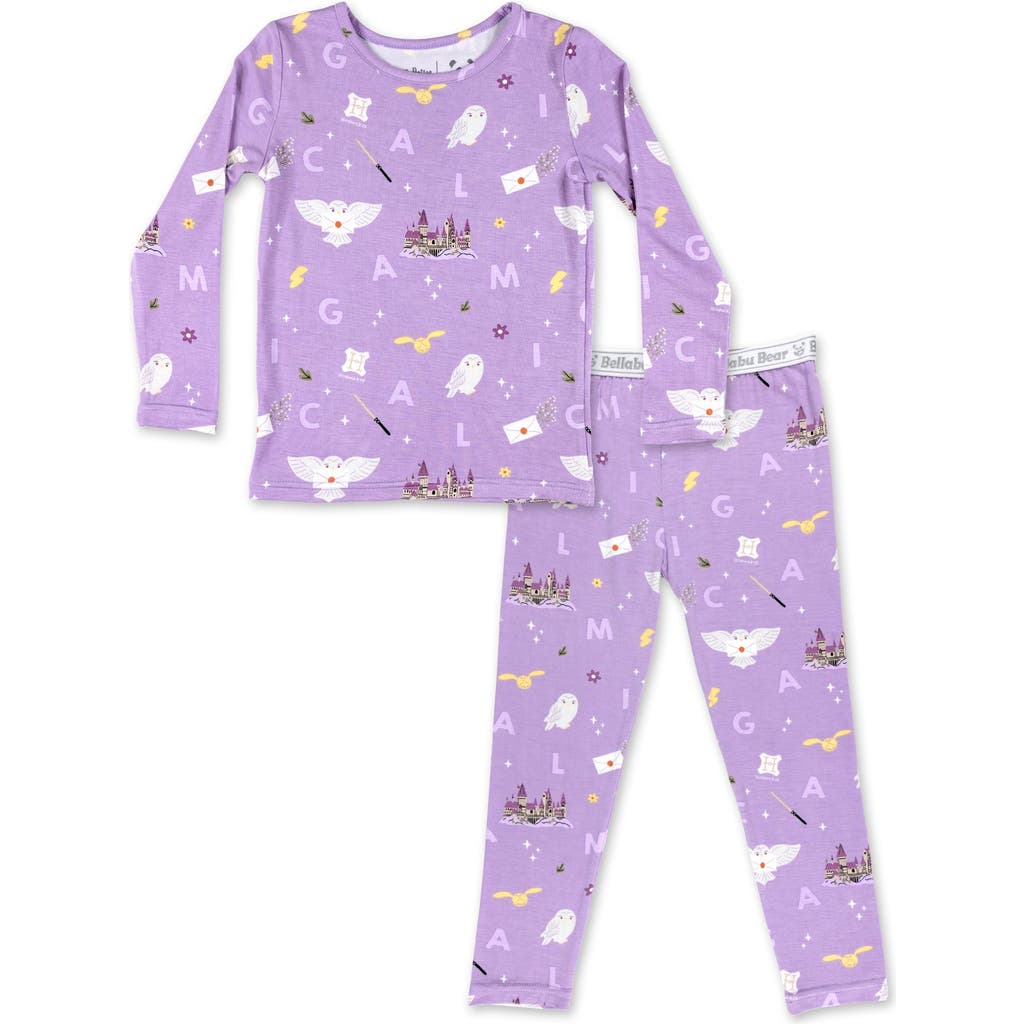 Bellabu Bear Unisex Kids' Hedwig's Magical Mail Set Of 2 Piece Pajamas In Purple