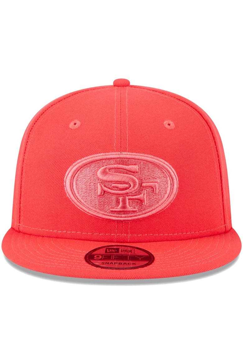 Men's New Era Scarlet San Francisco 49ers Color Pack Brights 9FIFTY Snapback Hat, Alternate, color, Scarlet