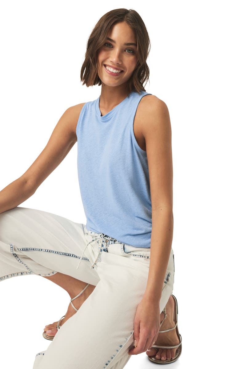 Splendid Cady Crewneck Linen Blend Tank, Alternate, color, Steel Blue