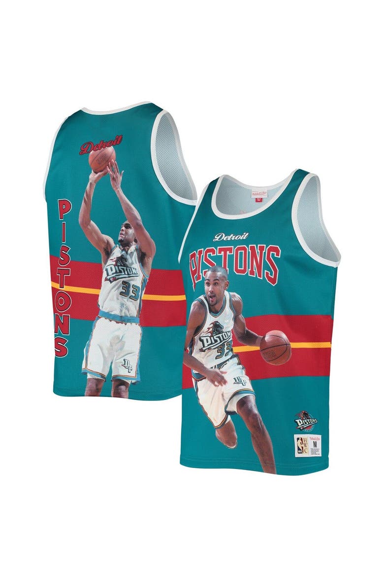 Men's Mitchell & Ness Grant Hill Teal Detroit Pistons Hardwood Classics Player Tank Top, Main, color, Teal