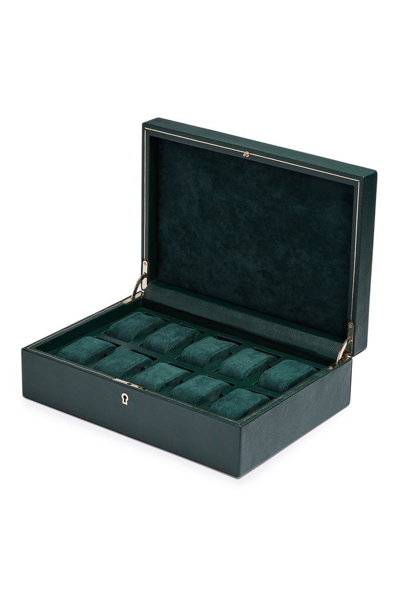 British Racing 10 Piece Watch Box, Alternate, color, GREEN